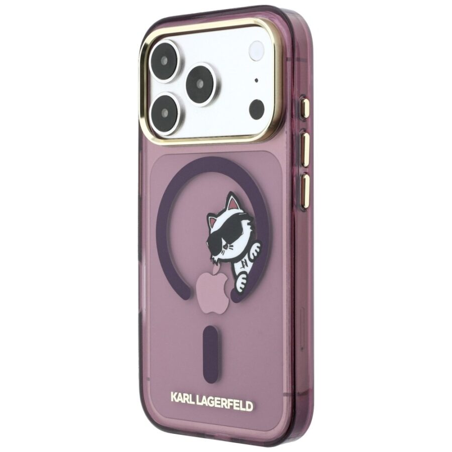 Etui Karl Lagerfeld Peekaboo Logo MagSafe do iPhone 18 Pro / 17 Pro burgundowy