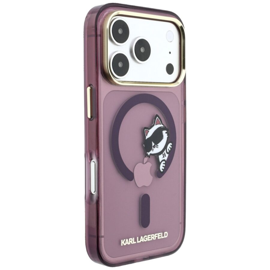 Etui Karl Lagerfeld Peekaboo Logo MagSafe do iPhone 18 Pro / 17 Pro burgundowy