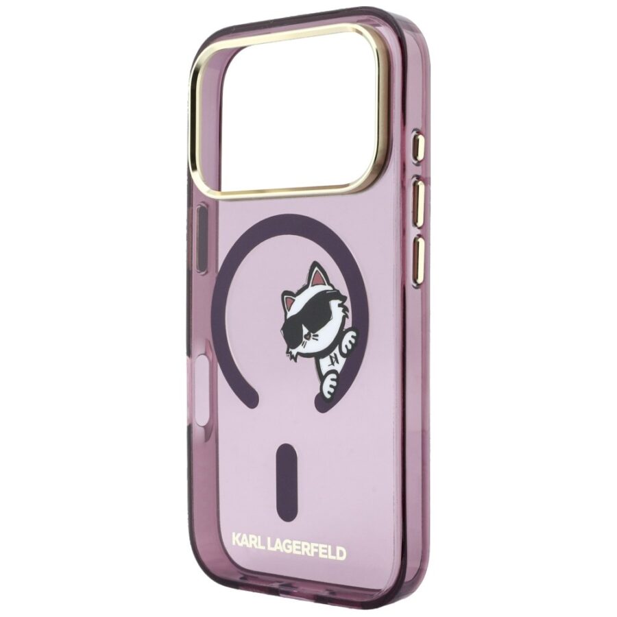 Etui Karl Lagerfeld Peekaboo Logo MagSafe do iPhone 18 Pro Max / 17 Pro Max burgundowy