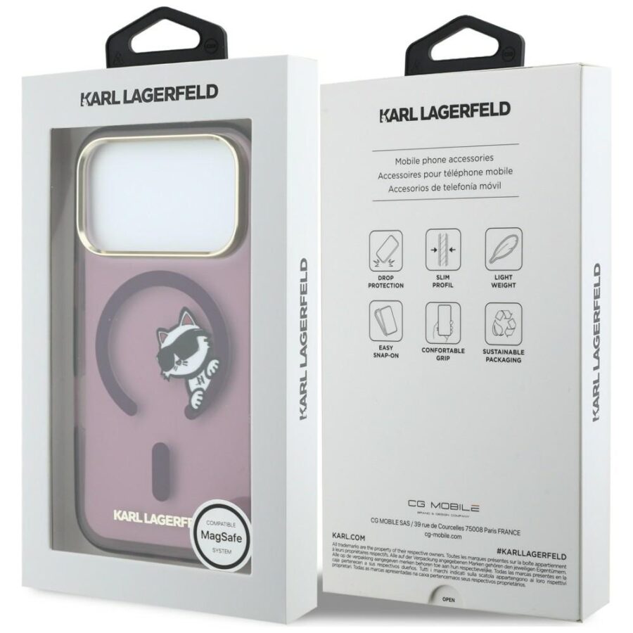 Etui Karl Lagerfeld Peekaboo Logo MagSafe do iPhone 18 Pro Max / 17 Pro Max burgundowy