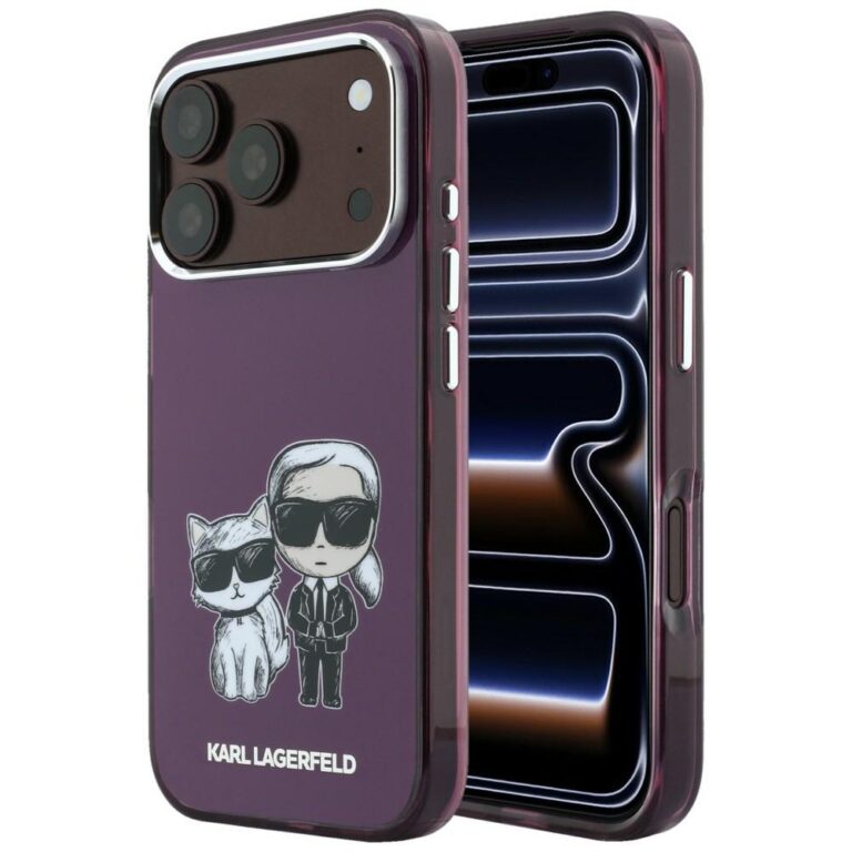 Etui Karl Lagerfeld IML Karl&Choupette Bodies Sketch Print MagSafe do iPhone 18 Pro Max / 17 Pro Max burgundowy
