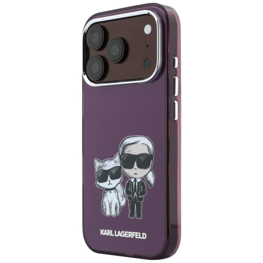 Etui Karl Lagerfeld IML Karl&Choupette Bodies Sketch Print MagSafe do iPhone 18 Pro Max / 17 Pro Max burgundowy