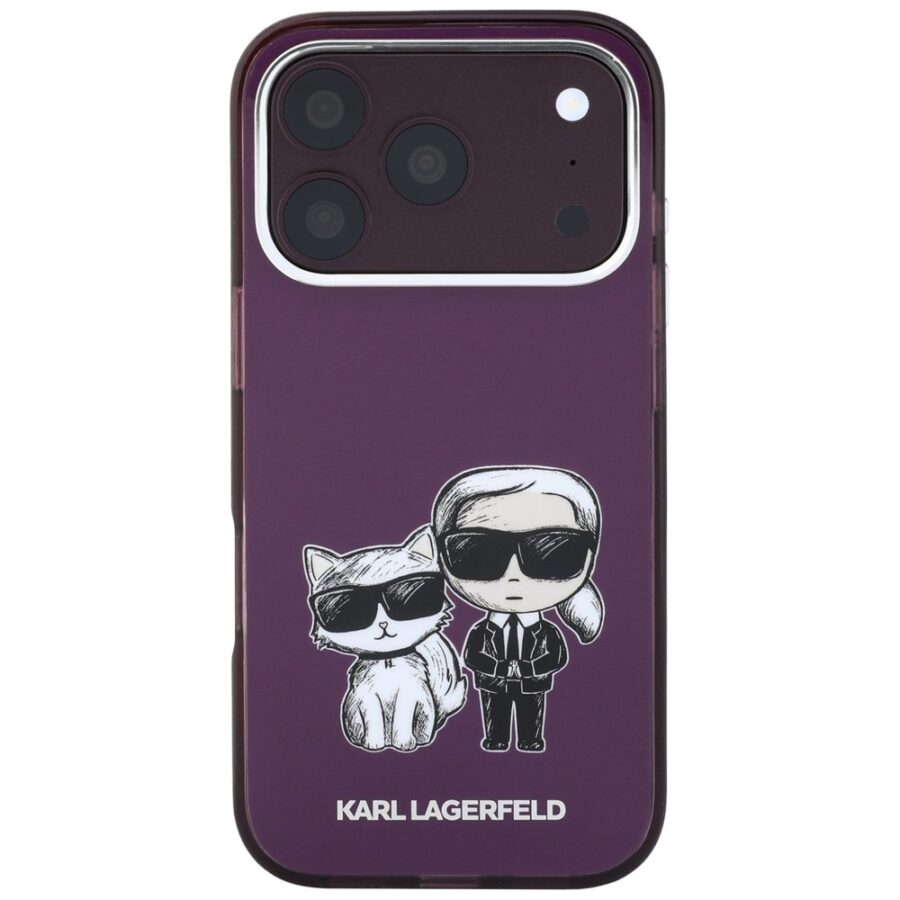 Etui Karl Lagerfeld IML Karl&Choupette Bodies Sketch Print MagSafe do iPhone 18 Pro Max / 17 Pro Max burgundowy