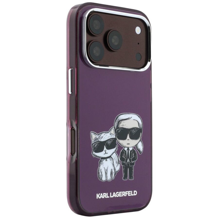 Etui Karl Lagerfeld IML Karl&Choupette Bodies Sketch Print MagSafe do iPhone 18 Pro Max / 17 Pro Max burgundowy