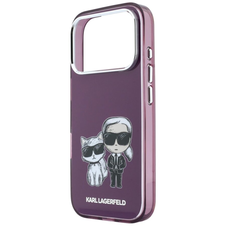 Etui Karl Lagerfeld IML Karl&Choupette Bodies Sketch Print MagSafe do iPhone 18 Pro Max / 17 Pro Max burgundowy