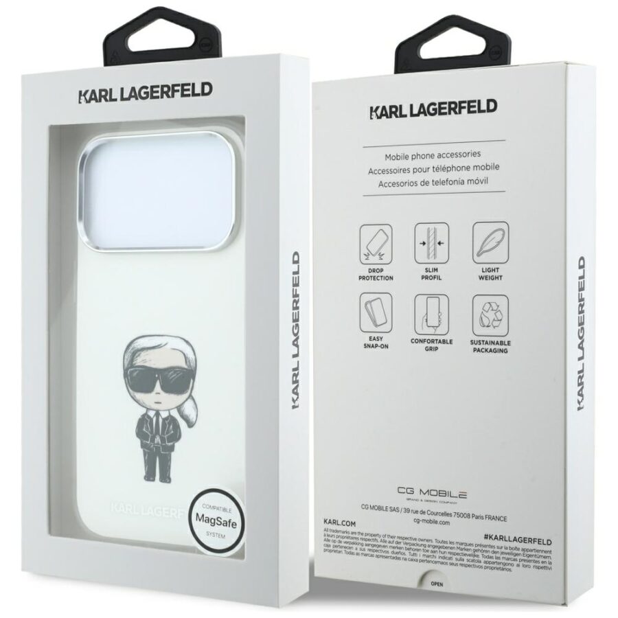 Etui Karl Lagerfeld IML Ikonik Sketch Print MagSafe do iPhone 18 Pro Max / 17 Pro Max beżowy