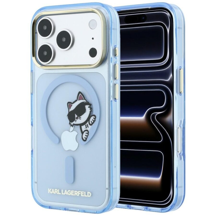 Etui Karl Lagerfeld Peekaboo Logo MagSafe do iPhone 18 Pro / 17 Pro jasnoniebieski