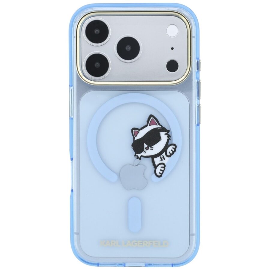 Etui Karl Lagerfeld Peekaboo Logo MagSafe do iPhone 18 Pro / 17 Pro jasnoniebieski
