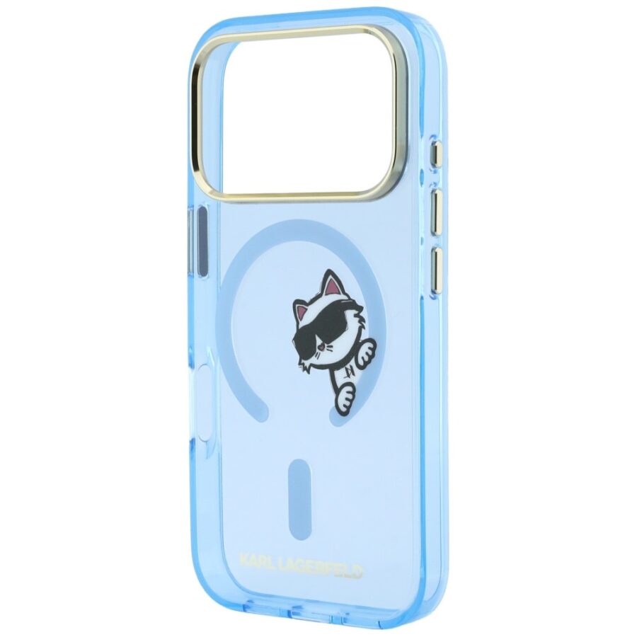 Etui Karl Lagerfeld Peekaboo Logo MagSafe do iPhone 18 Pro / 17 Pro jasnoniebieski