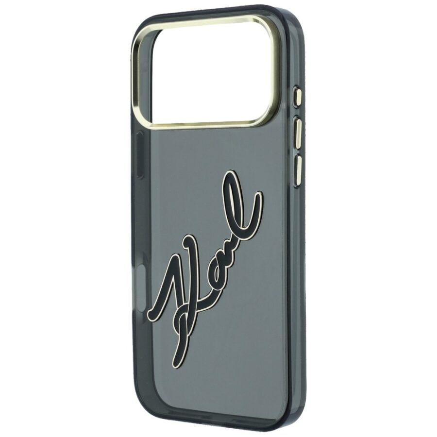 Etui Karl Lagerfeld IML Big Signature Resin Metal Frame do iPhone 18 Pro / 17 Pro czarny
