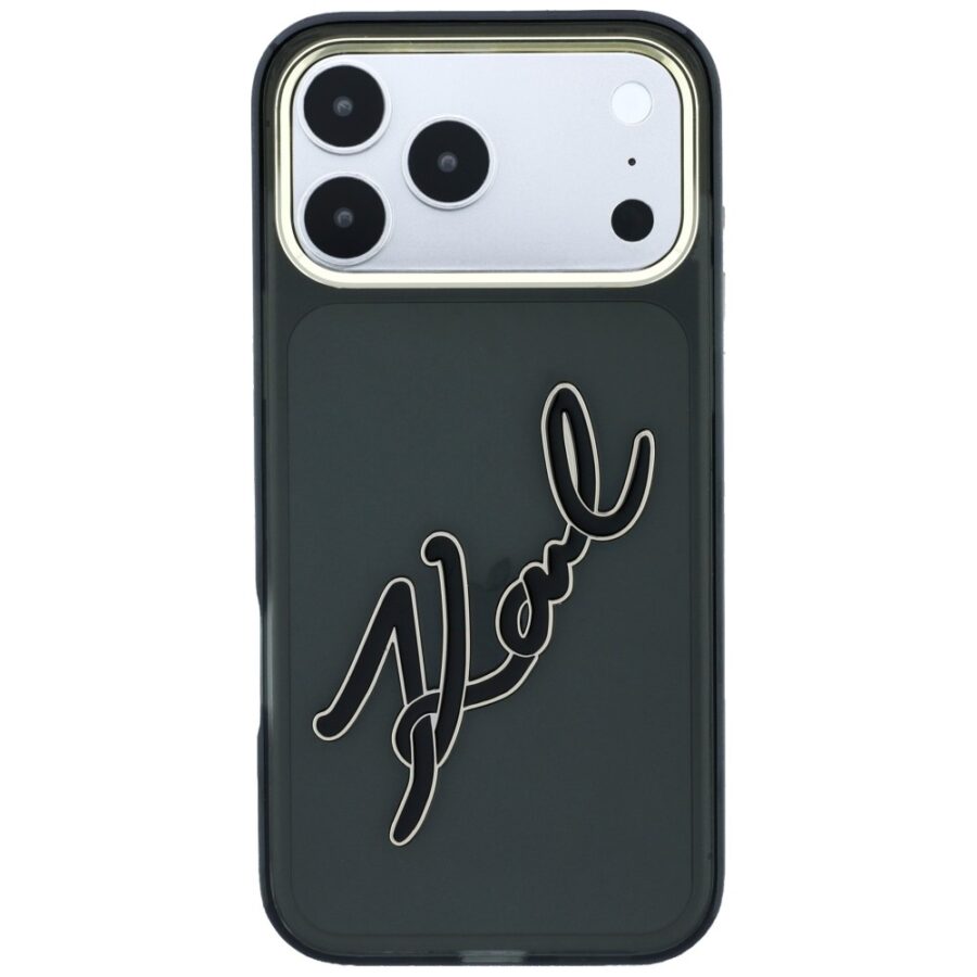Etui Karl Lagerfeld IML Big Signature Resin Metal Frame do iPhone 18 Pro Max / 17 Pro Max czarny