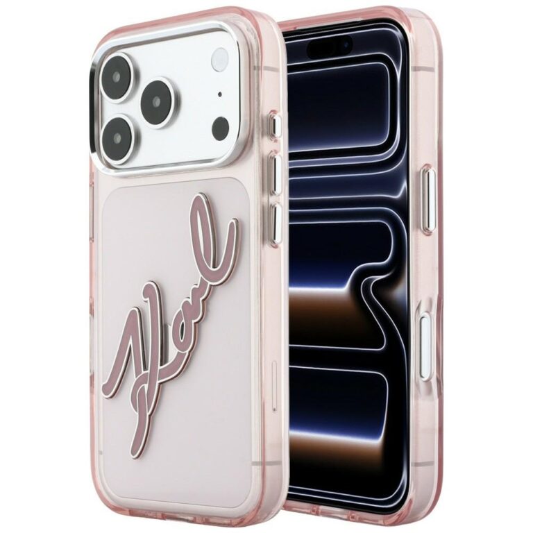 Etui Karl Lagerfeld IML Big Signature Resin Metal Frame do iPhone 18 Pro Max / 17 Pro Max różowy
