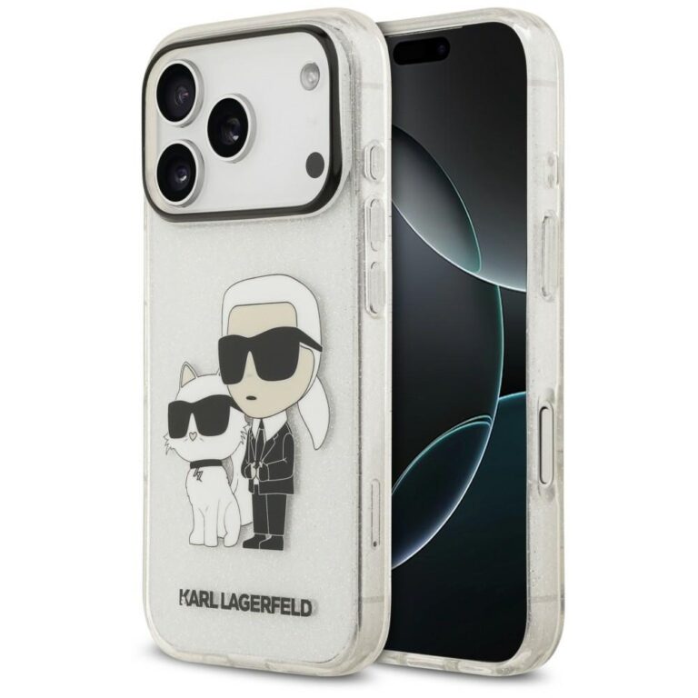 Etui Karl Lagerfeld IML NFT Glitter Karl&Choupette do iPhone 18 Pro Max / 17 Pro Max przezroczysty