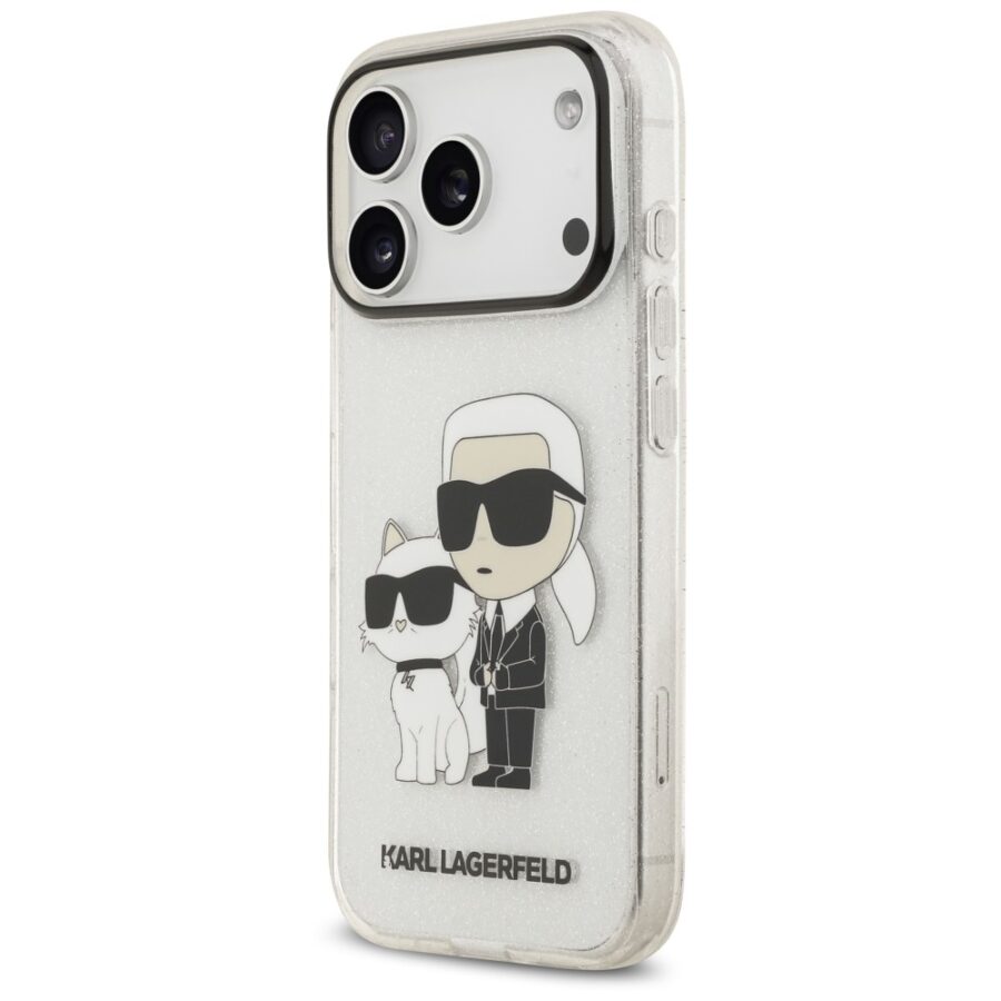 Etui Karl Lagerfeld IML NFT Glitter Karl&Choupette do iPhone 18 Pro Max / 17 Pro Max przezroczysty