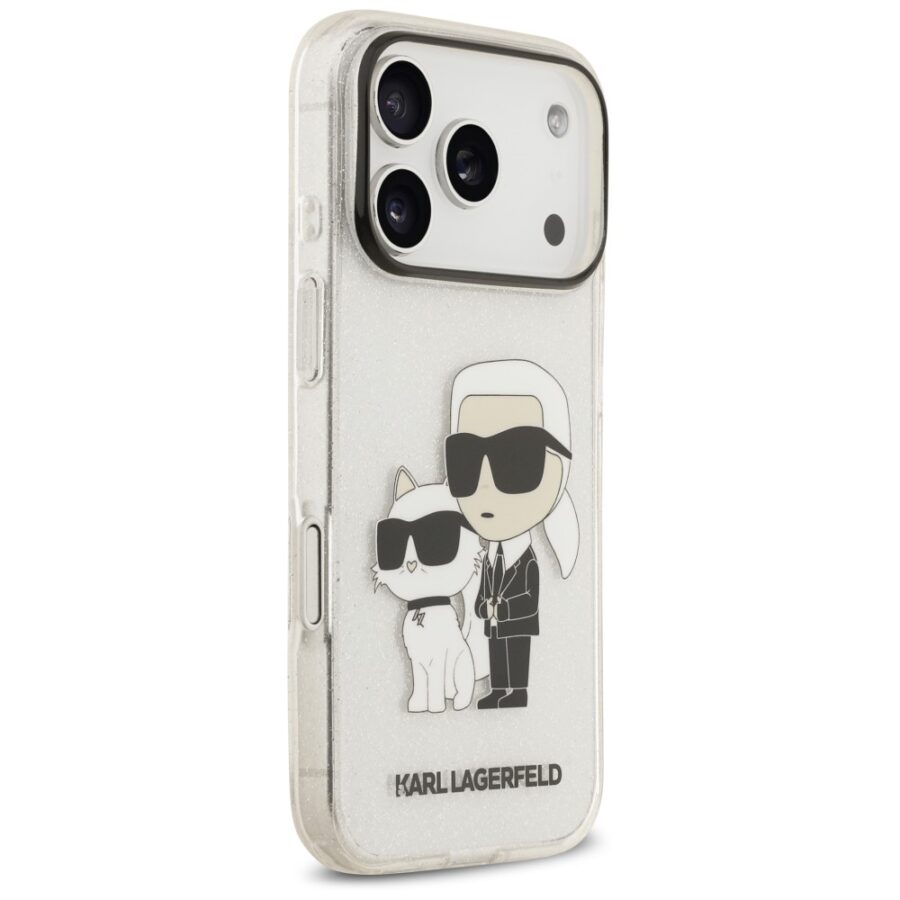 Etui Karl Lagerfeld IML NFT Glitter Karl&Choupette do iPhone 18 Pro Max / 17 Pro Max przezroczysty