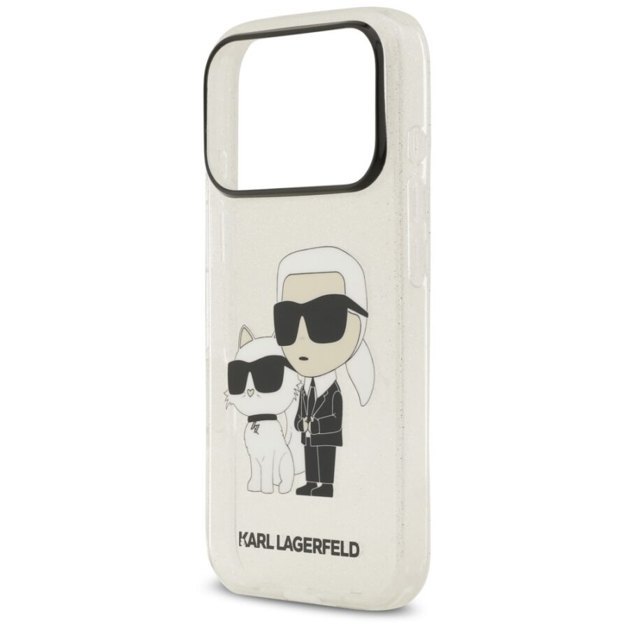 Etui Karl Lagerfeld IML NFT Glitter Karl&Choupette do iPhone 18 Pro Max / 17 Pro Max przezroczysty