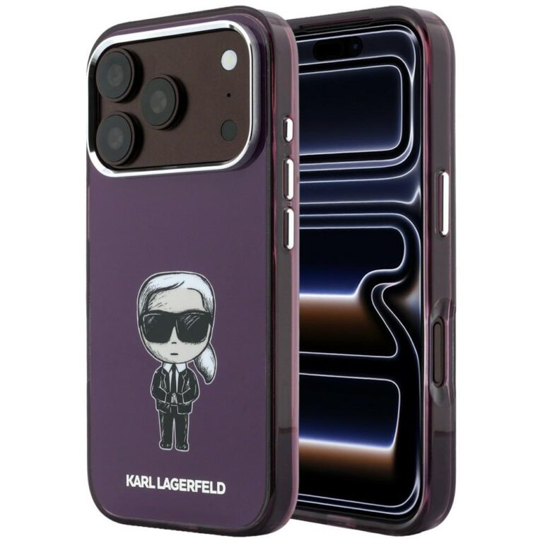 Etui Karl Lagerfeld IML Ikonik Sketch Print MagSafe do iPhone 18 Pro / 17 Pro burgundowy