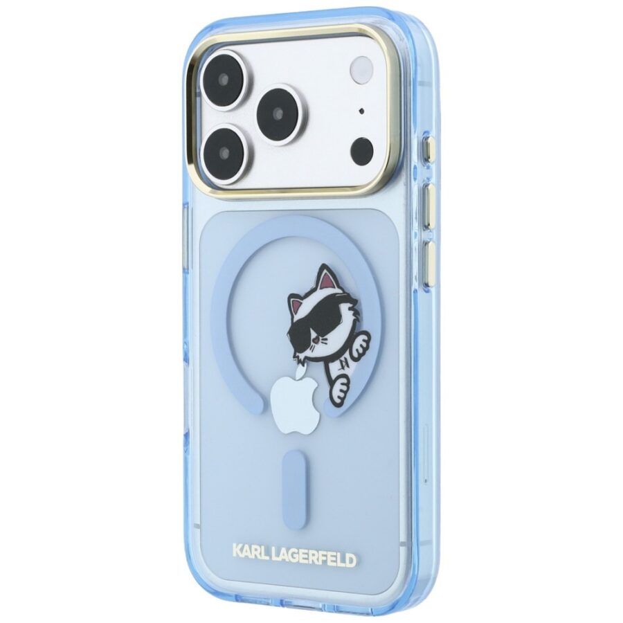 Etui Karl Lagerfeld Peekaboo Logo MagSafe do iPhone 18 Pro Max / 17 Pro Max niebieski