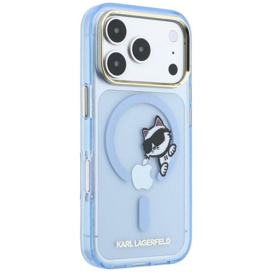 Etui Karl Lagerfeld Peekaboo Logo MagSafe do iPhone 18 Pro Max / 17 Pro Max niebieski