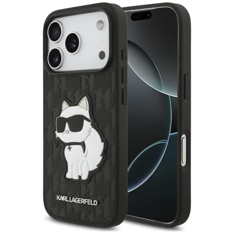 Etui Karl Lagerfeld Saffiano Mono Patch Choupette iPhone 18 Pro / 17 Pro czarny