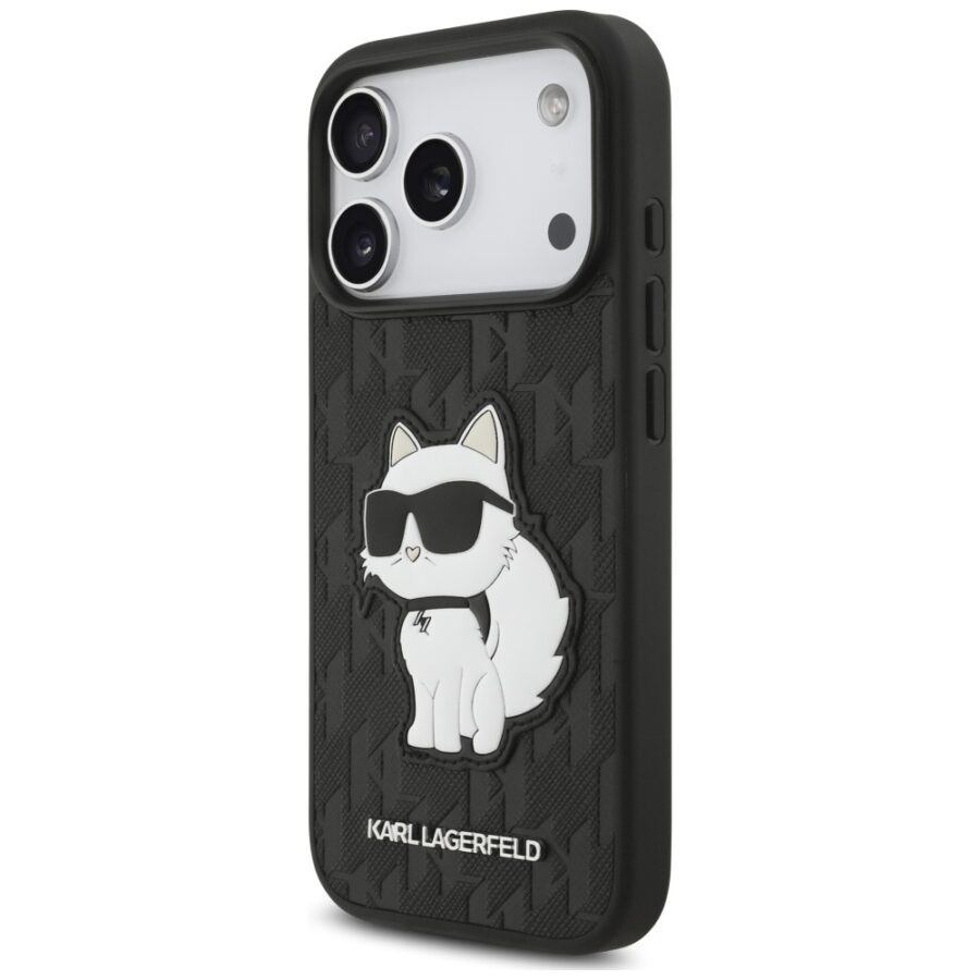 Etui Karl Lagerfeld Saffiano Mono Patch Choupette iPhone 18 Pro / 17 Pro czarny