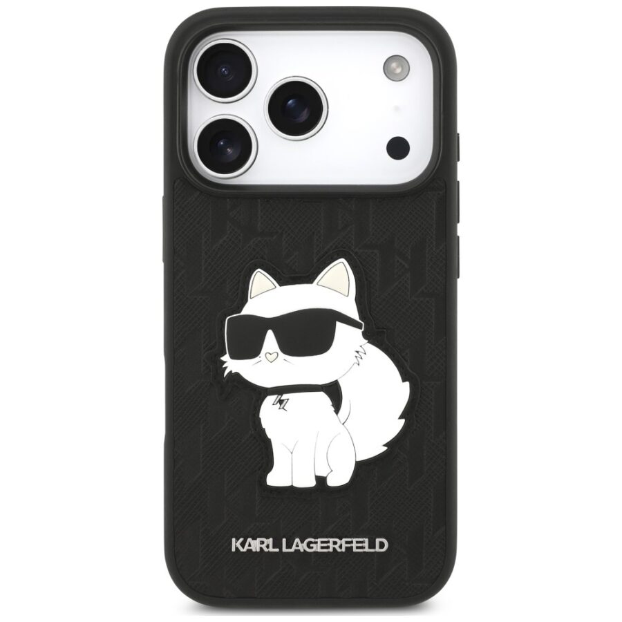 Etui Karl Lagerfeld Saffiano Mono Patch Choupette iPhone 18 Pro / 17 Pro czarny