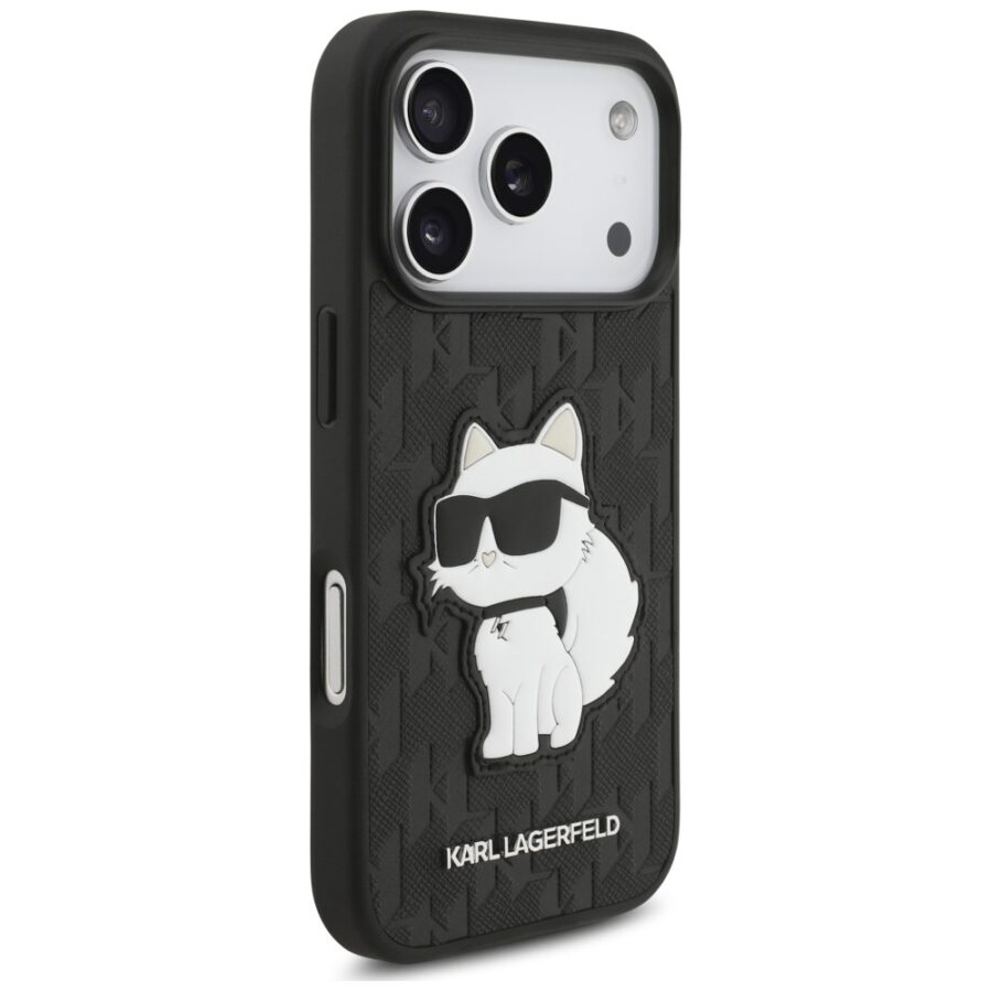 Etui Karl Lagerfeld Saffiano Mono Patch Choupette iPhone 18 Pro / 17 Pro czarny
