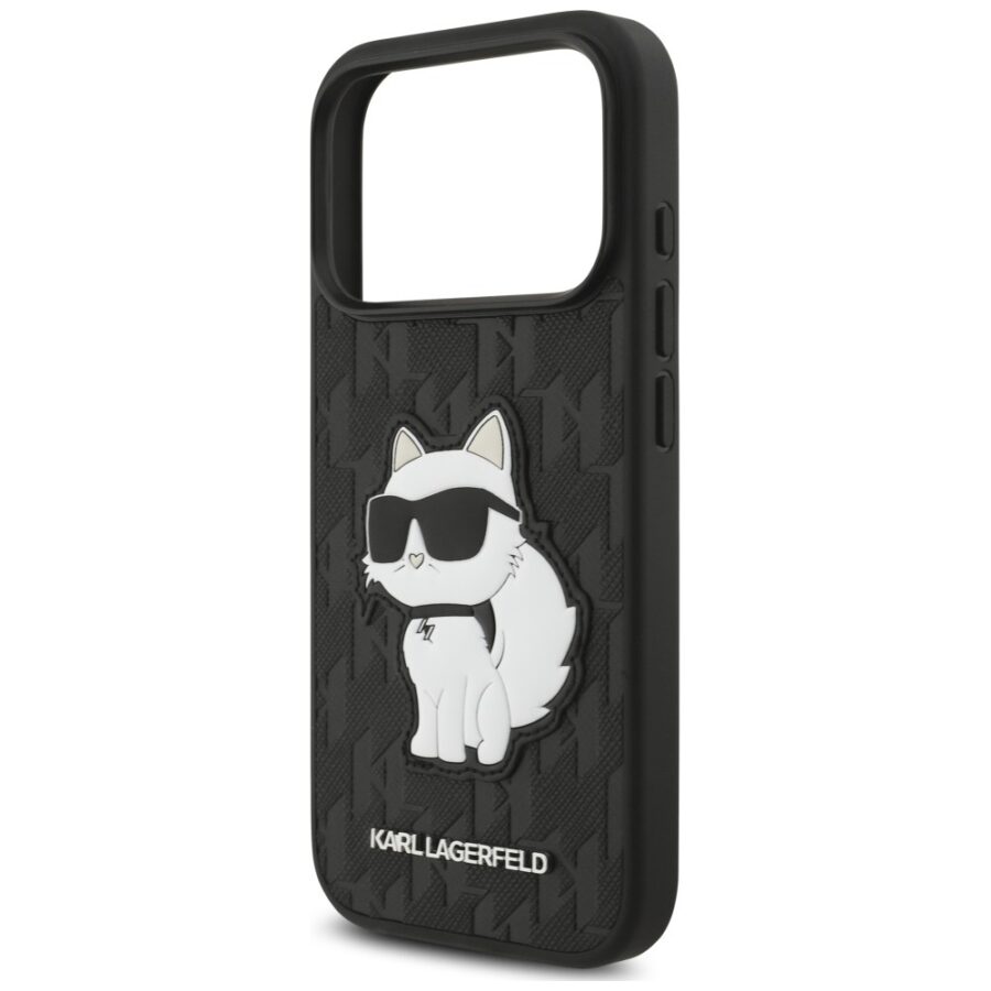 Etui Karl Lagerfeld Saffiano Mono Patch Choupette iPhone 18 Pro / 17 Pro czarny