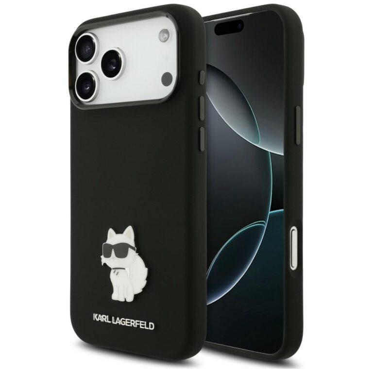 Etui Karl Lagerfeld Silicone Choupette Metal Pin iPhone 18 Pro Max / 17 Pro Max czarny