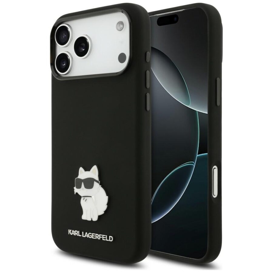 Etui Karl Lagerfeld Silicone Choupette Metal Pin iPhone 18 Pro Max / 17 Pro Max czarny