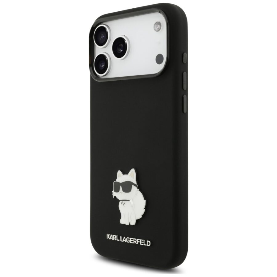 Etui Karl Lagerfeld Silicone Choupette Metal Pin iPhone 18 Pro Max / 17 Pro Max czarny