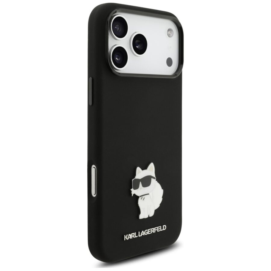 Etui Karl Lagerfeld Silicone Choupette Metal Pin iPhone 18 Pro Max / 17 Pro Max czarny