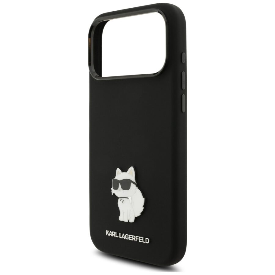 Etui Karl Lagerfeld Silicone Choupette Metal Pin iPhone 18 Pro Max / 17 Pro Max czarny