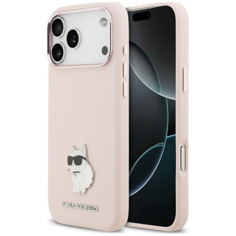 Etui Karl Lagerfeld Silicone Choupette Metal Pin do iPhone 18 Pro Max / 17 Pro Max różowy