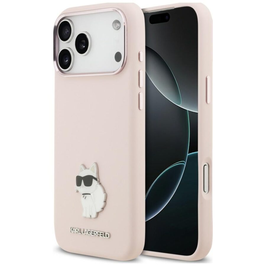 Etui Karl Lagerfeld Silicone Choupette Metal Pin do iPhone 18 Pro Max / 17 Pro Max różowy