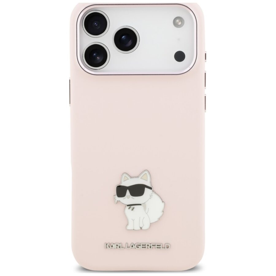 Etui Karl Lagerfeld Silicone Choupette Metal Pin do iPhone 18 Pro Max / 17 Pro Max różowy
