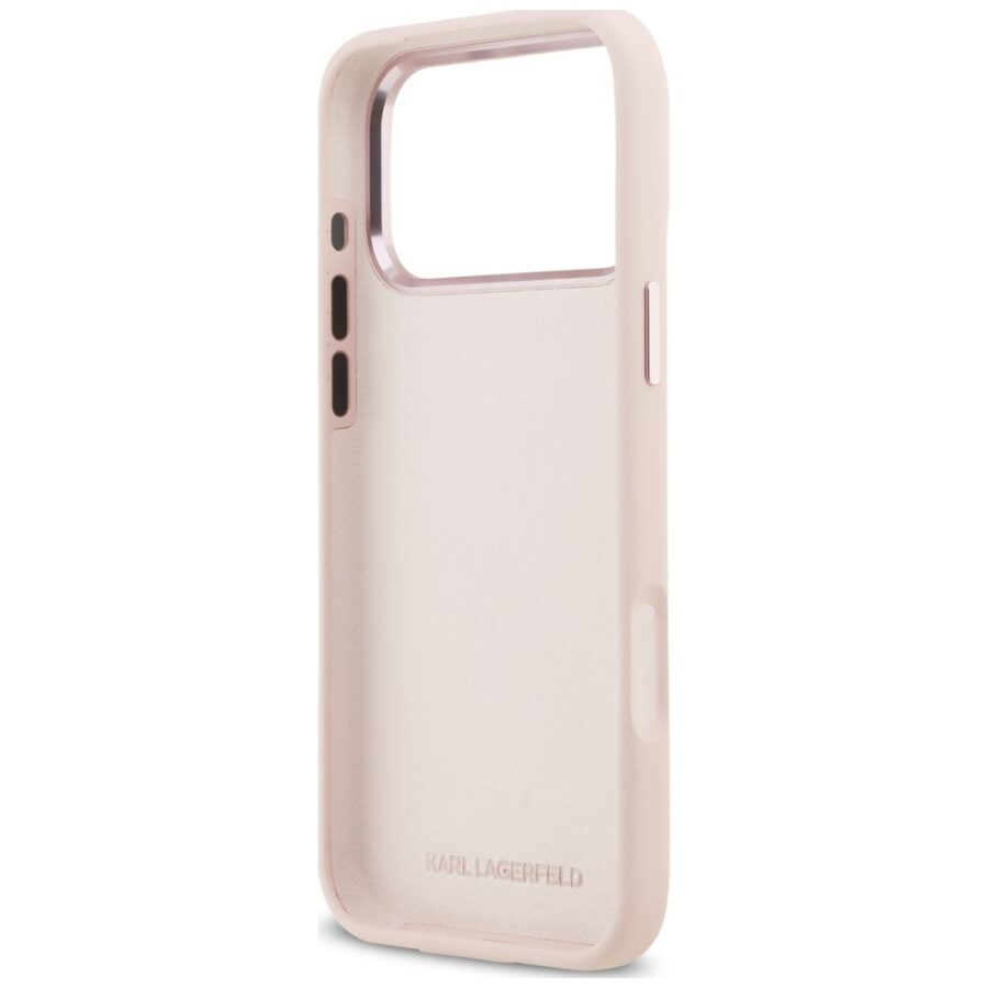 Etui Karl Lagerfeld Silicone Choupette Metal Pin do iPhone 18 Pro Max / 17 Pro Max różowy