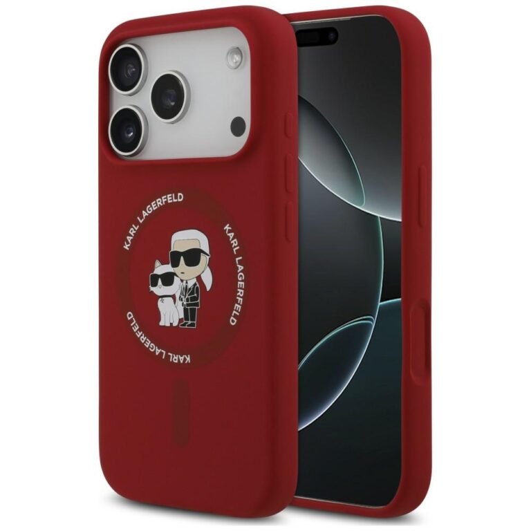 Etui Karl Lagerfeld Silicone Karl&Choupette Ring MagSafe do iPhone 18 Pro / 17 Pro czerwony