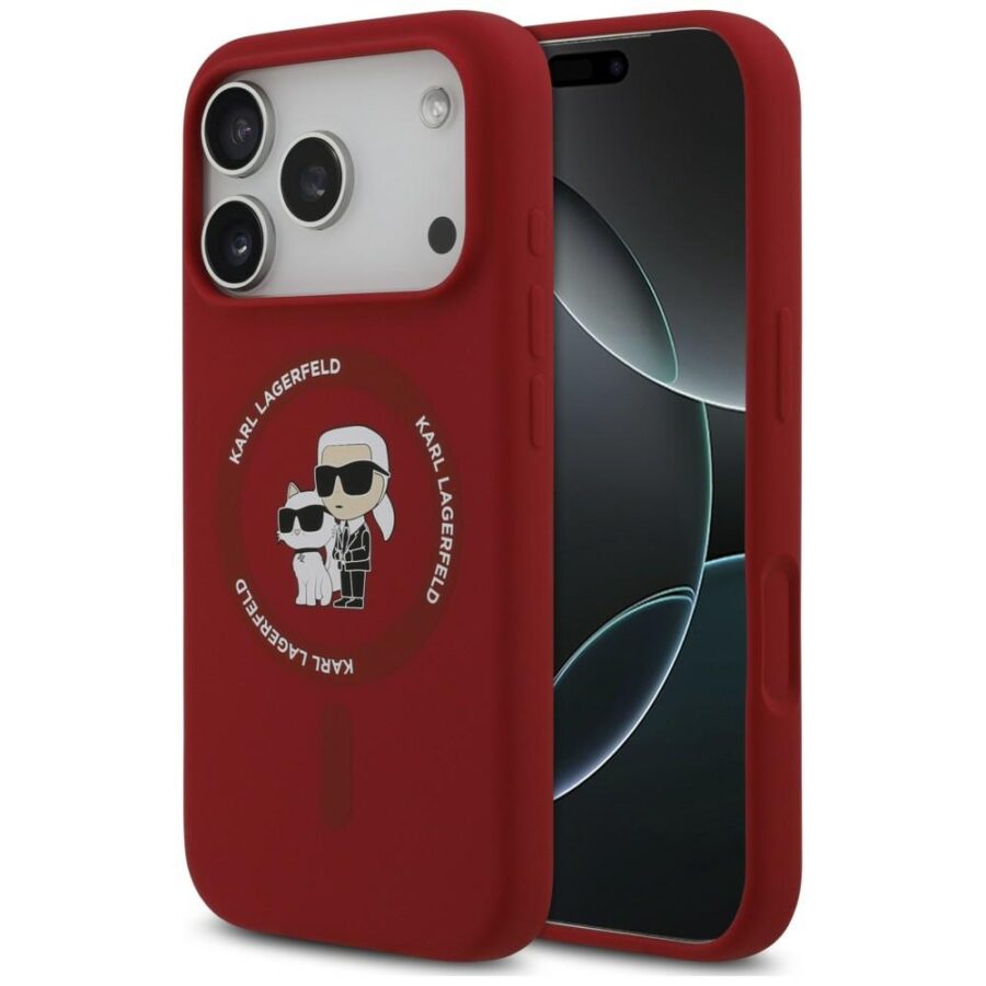 Etui Karl Lagerfeld Silicone Karl&Choupette Ring MagSafe do iPhone 18 Pro / 17 Pro czerwony