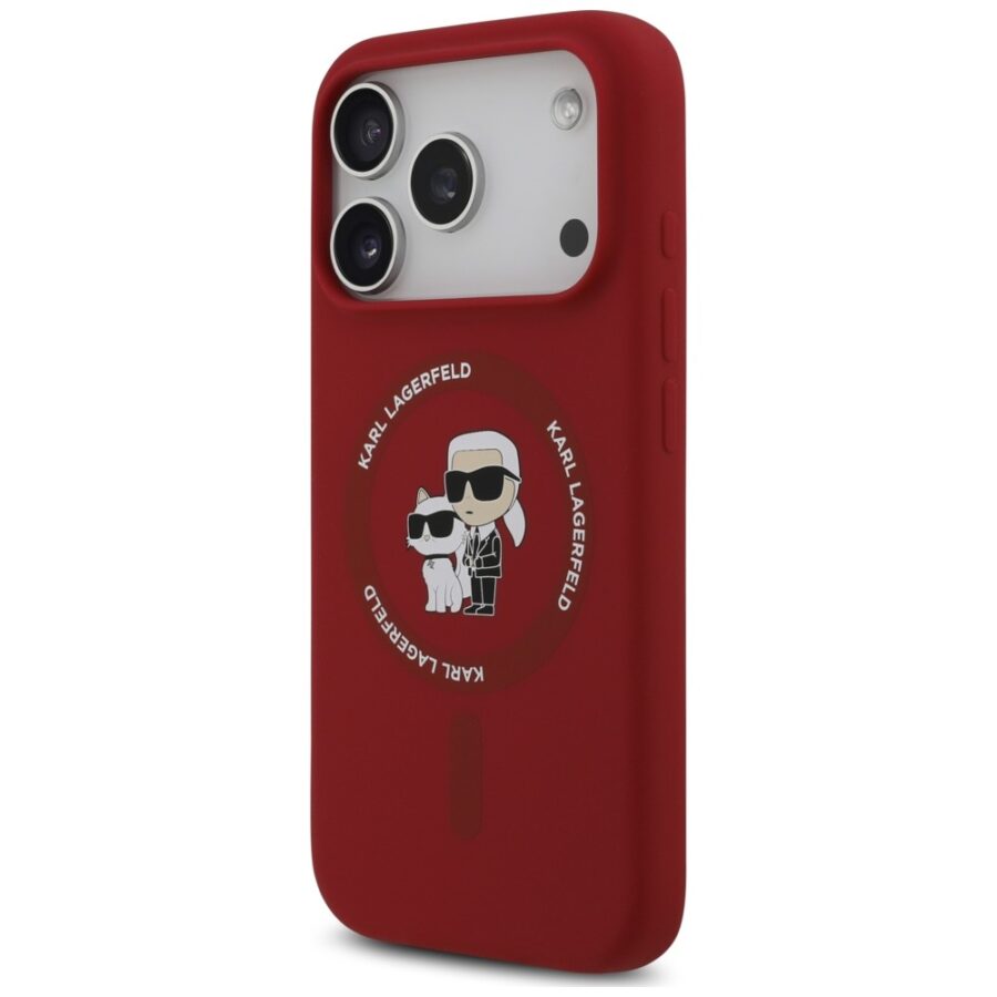 Etui Karl Lagerfeld Silicone Karl&Choupette Ring MagSafe do iPhone 18 Pro / 17 Pro czerwony