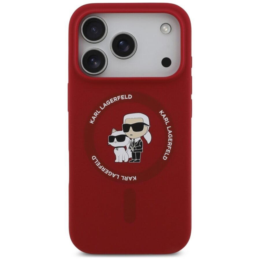 Etui Karl Lagerfeld Silicone Karl&Choupette Ring MagSafe do iPhone 18 Pro / 17 Pro czerwony