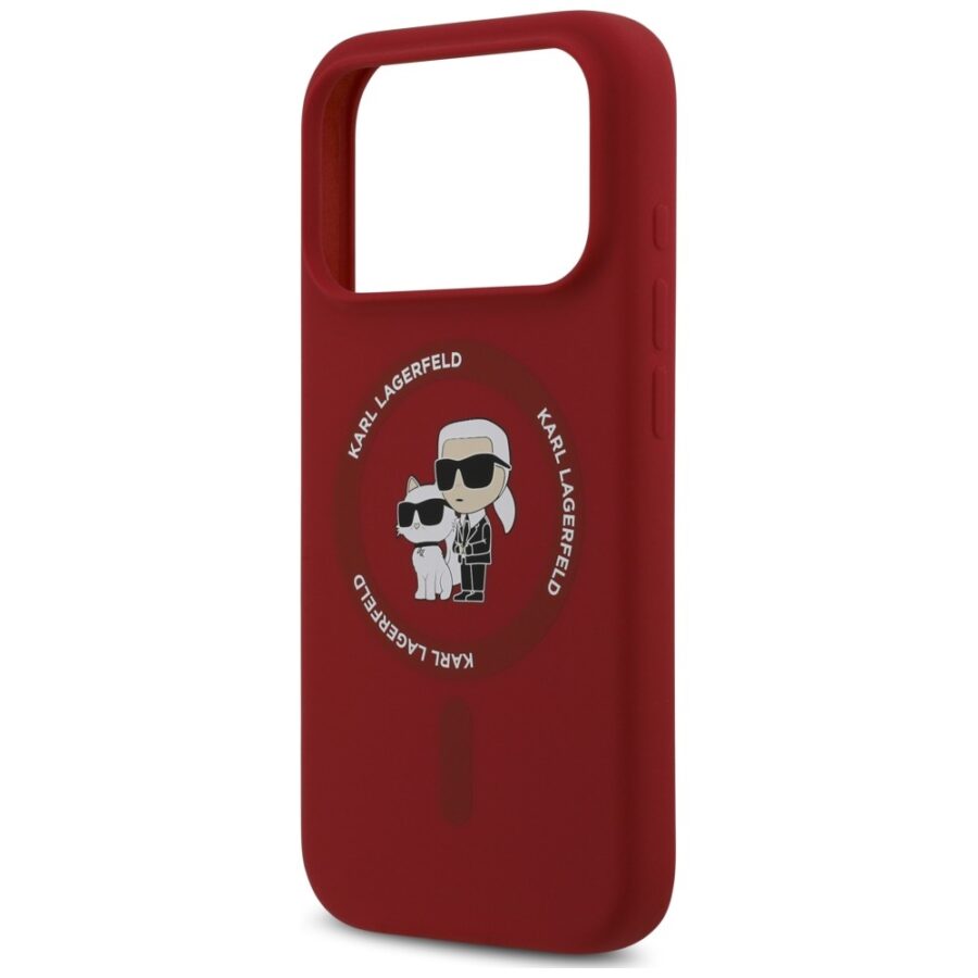 Etui Karl Lagerfeld Silicone Karl&Choupette Ring MagSafe do iPhone 18 Pro / 17 Pro czerwony