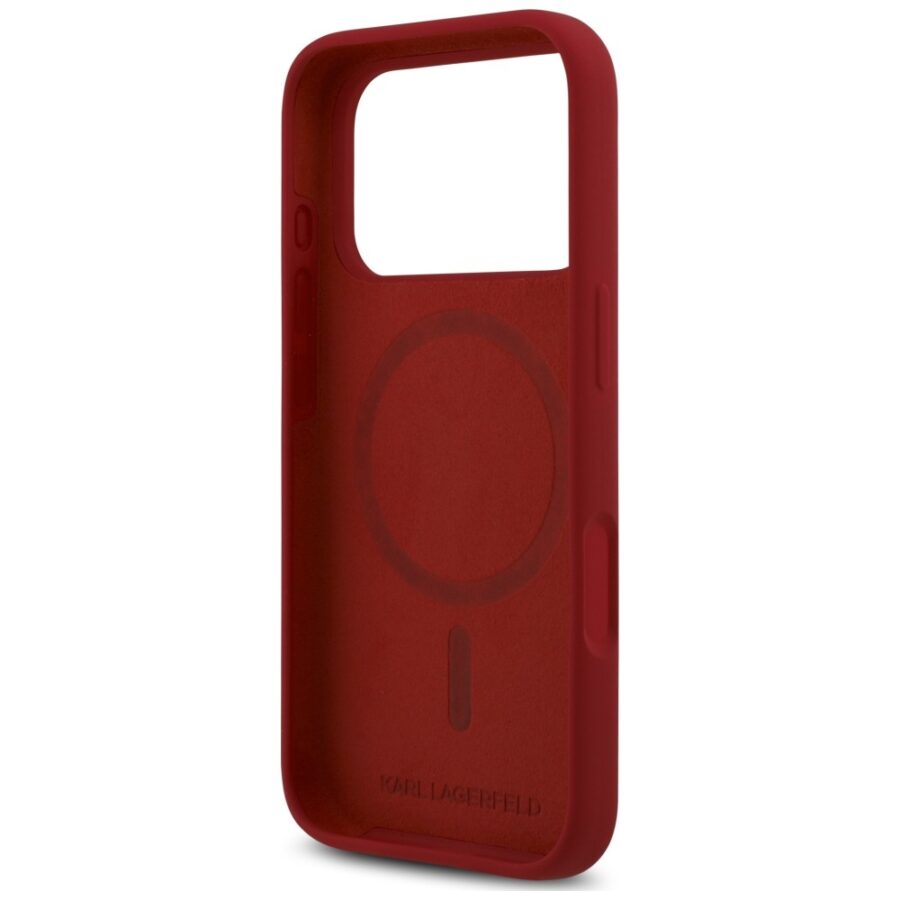 Etui Karl Lagerfeld Silicone Karl&Choupette Ring MagSafe do iPhone 18 Pro / 17 Pro czerwony