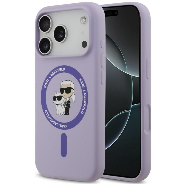 Etui Karl Lagerfeld Silicone Karl&Choupette Ring MagSafe do iPhone 18 Pro / 17 Pro fioletowy