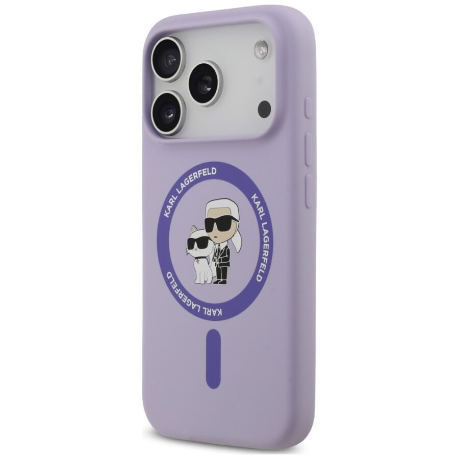 Etui Karl Lagerfeld Silicone Karl&Choupette Ring MagSafe do iPhone 18 Pro / 17 Pro fioletowy