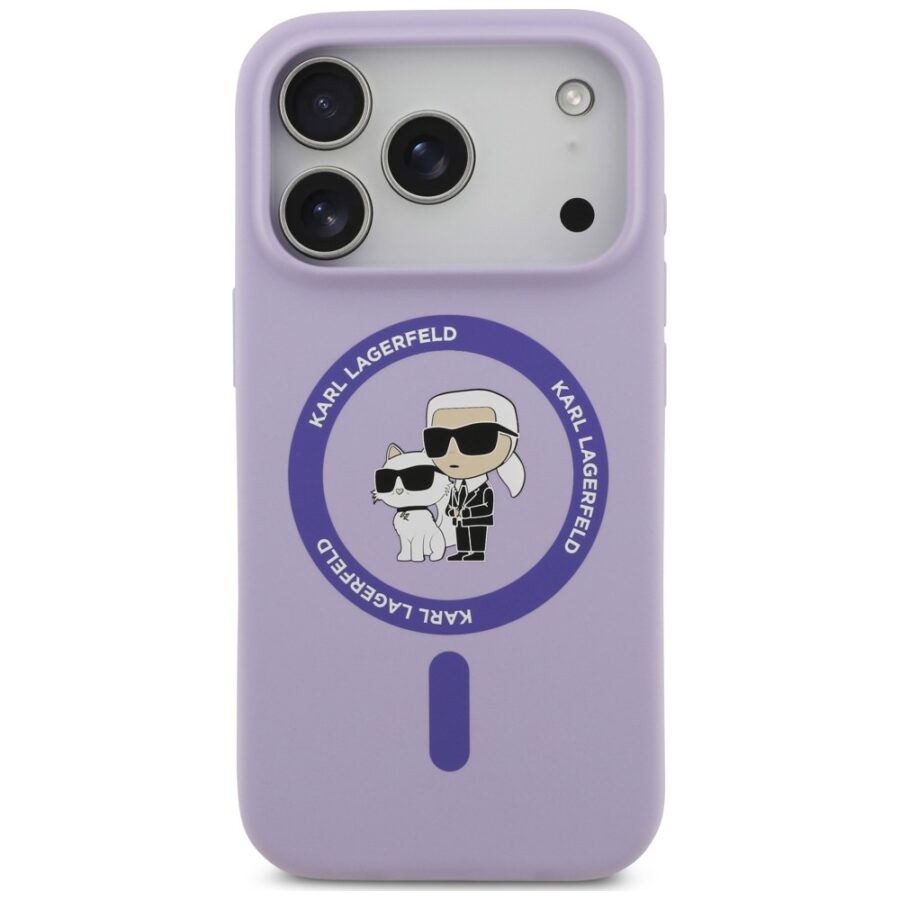 Etui Karl Lagerfeld Silicone Karl&Choupette Ring MagSafe do iPhone 18 Pro / 17 Pro fioletowy