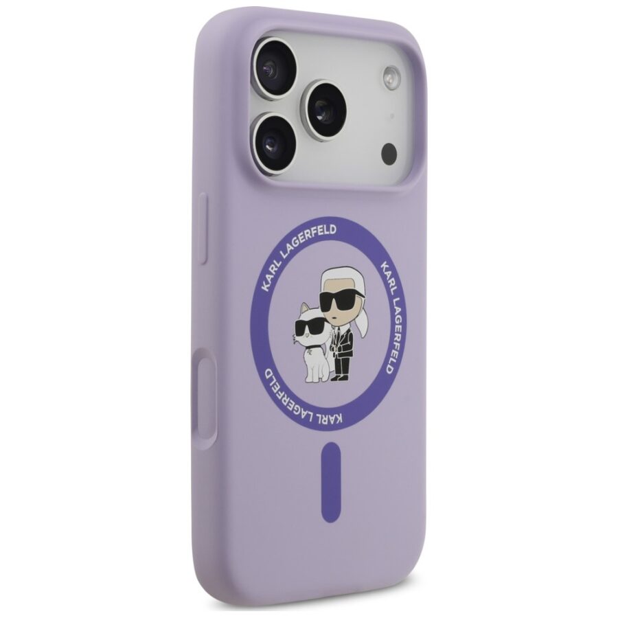 Etui Karl Lagerfeld Silicone Karl&Choupette Ring MagSafe do iPhone 18 Pro / 17 Pro fioletowy