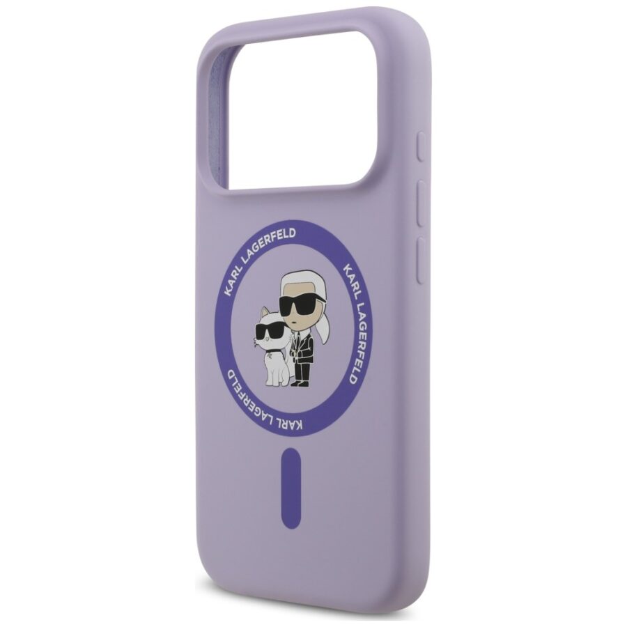 Etui Karl Lagerfeld Silicone Karl&Choupette Ring MagSafe do iPhone 18 Pro / 17 Pro fioletowy