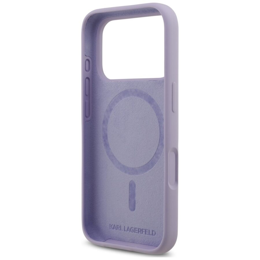 Etui Karl Lagerfeld Silicone Karl&Choupette Ring MagSafe do iPhone 18 Pro / 17 Pro fioletowy