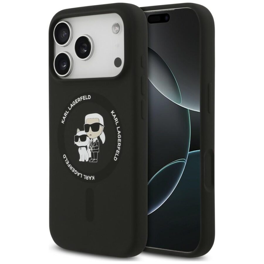 Etui Karl Lagerfeld Silicone Karl&Choupette Ring MagSafe do iPhone 18 Pro Max / iPhone 17 Pro Max czarny